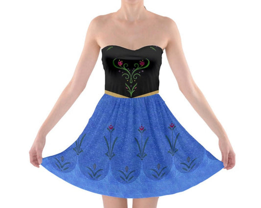 Anna Frozen Inspired Sweetheart Skater Dress