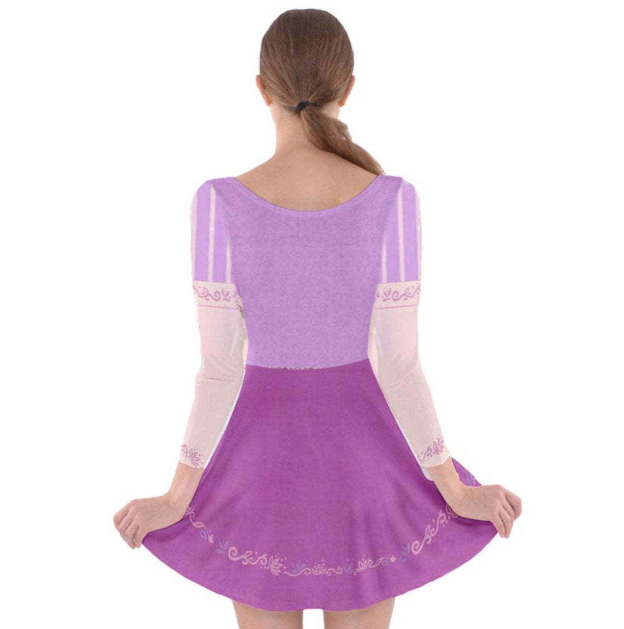 Rapunzel Tangled Inspired Long Sleeve Skater Dress