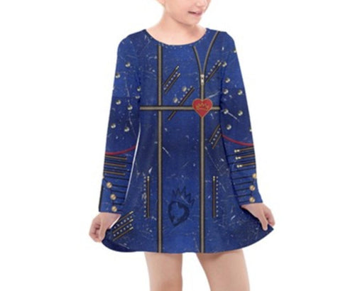 Kid's Evie Descendants 2 Inspired Long Sleeve Dress
