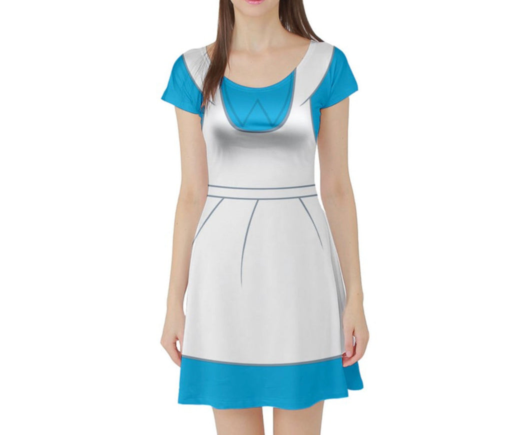 Alice in Wonderland Inspired Short Sleeve Skater Dress