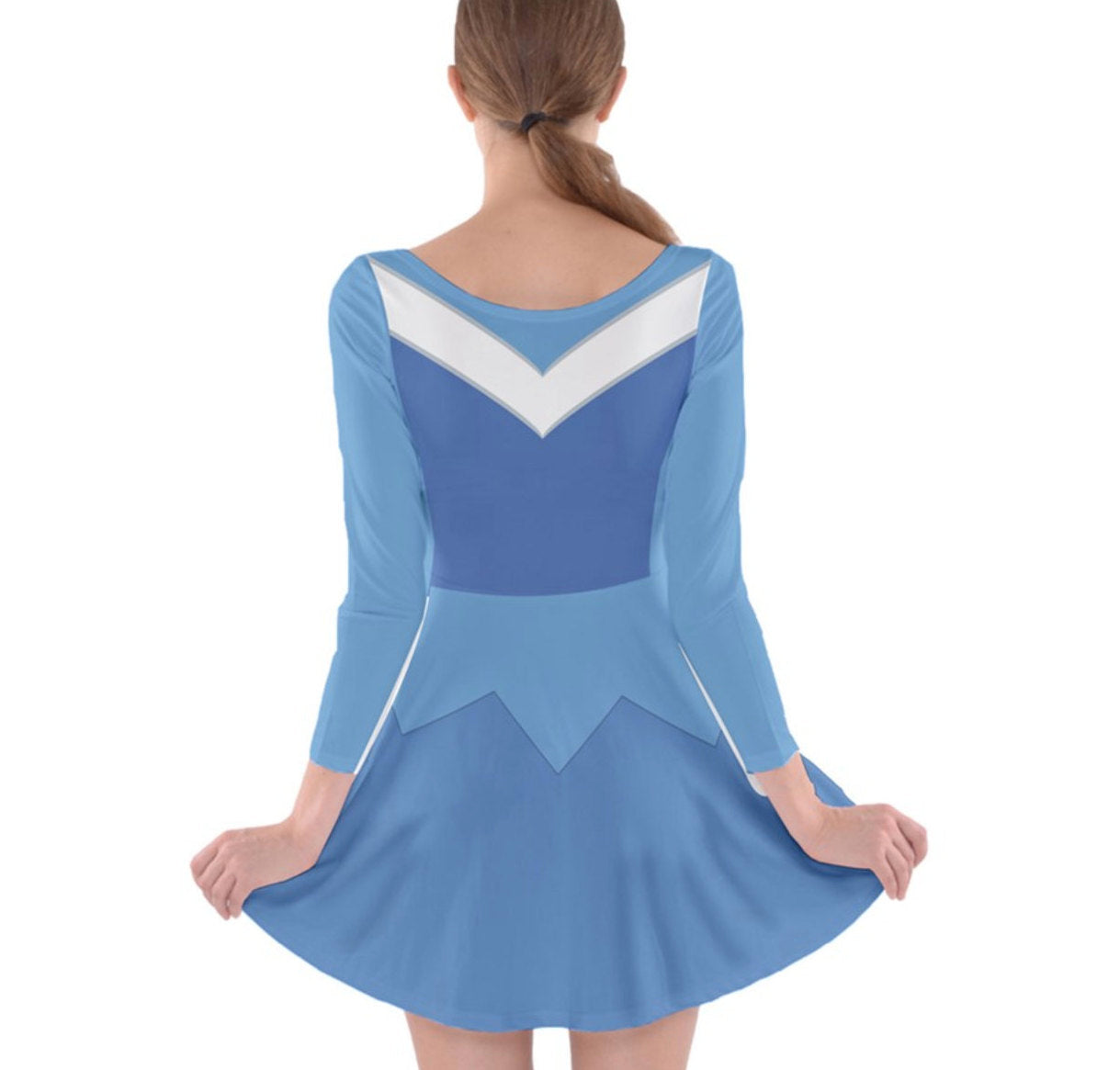 Blue Aurora Sleeping Beauty Inspired Long Sleeve Skater Dress