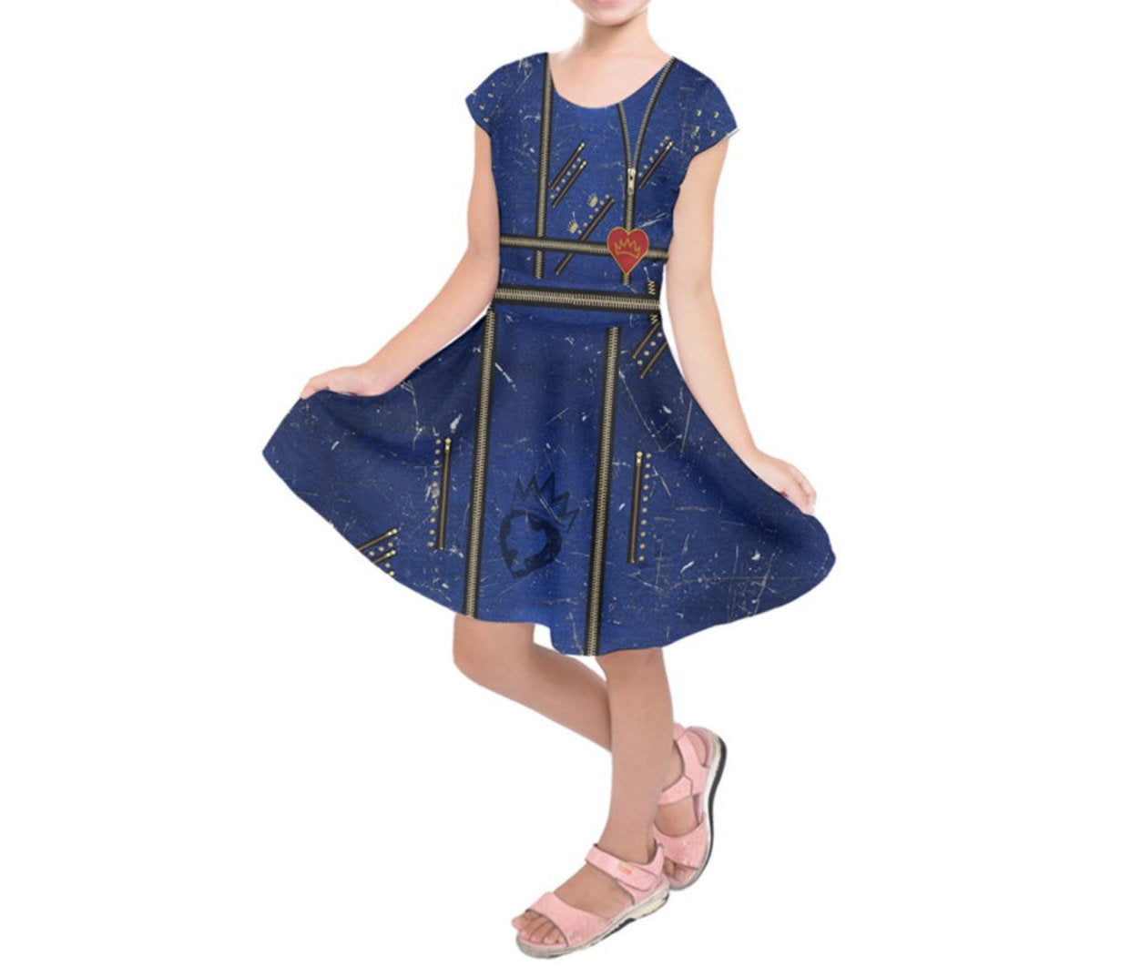 Kid&#39;s Evie Descendants 2 Inspired Short Sleeve Dress