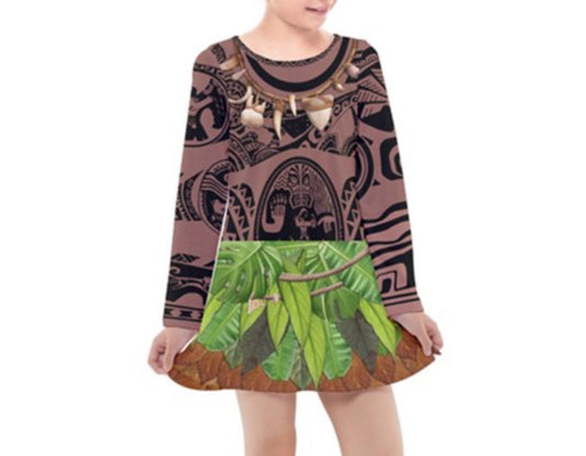 Kid&#39;s Maui Moana Inspired Long Sleeve Dress