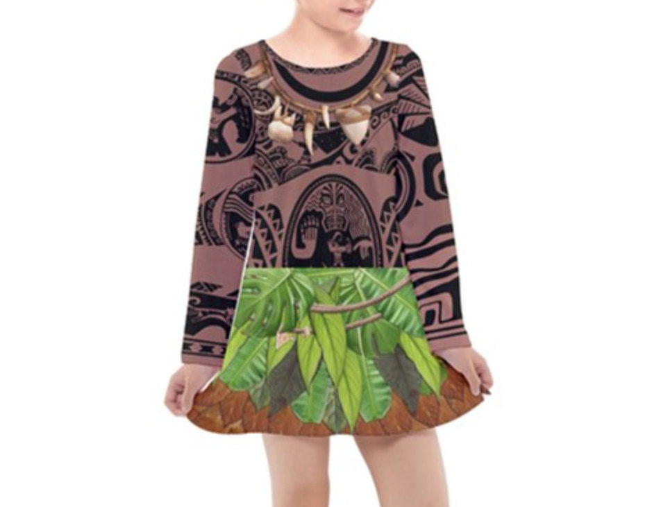 Kid's Maui Moana Inspired Long Sleeve Dress