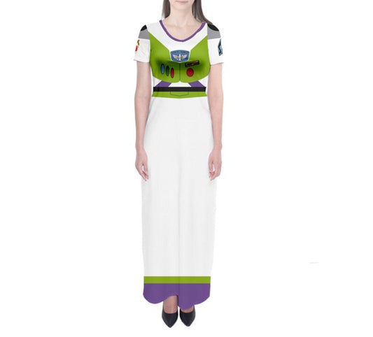 Buzz Lightyear Toy Story Inspired Short Sleeve Maxi Dress