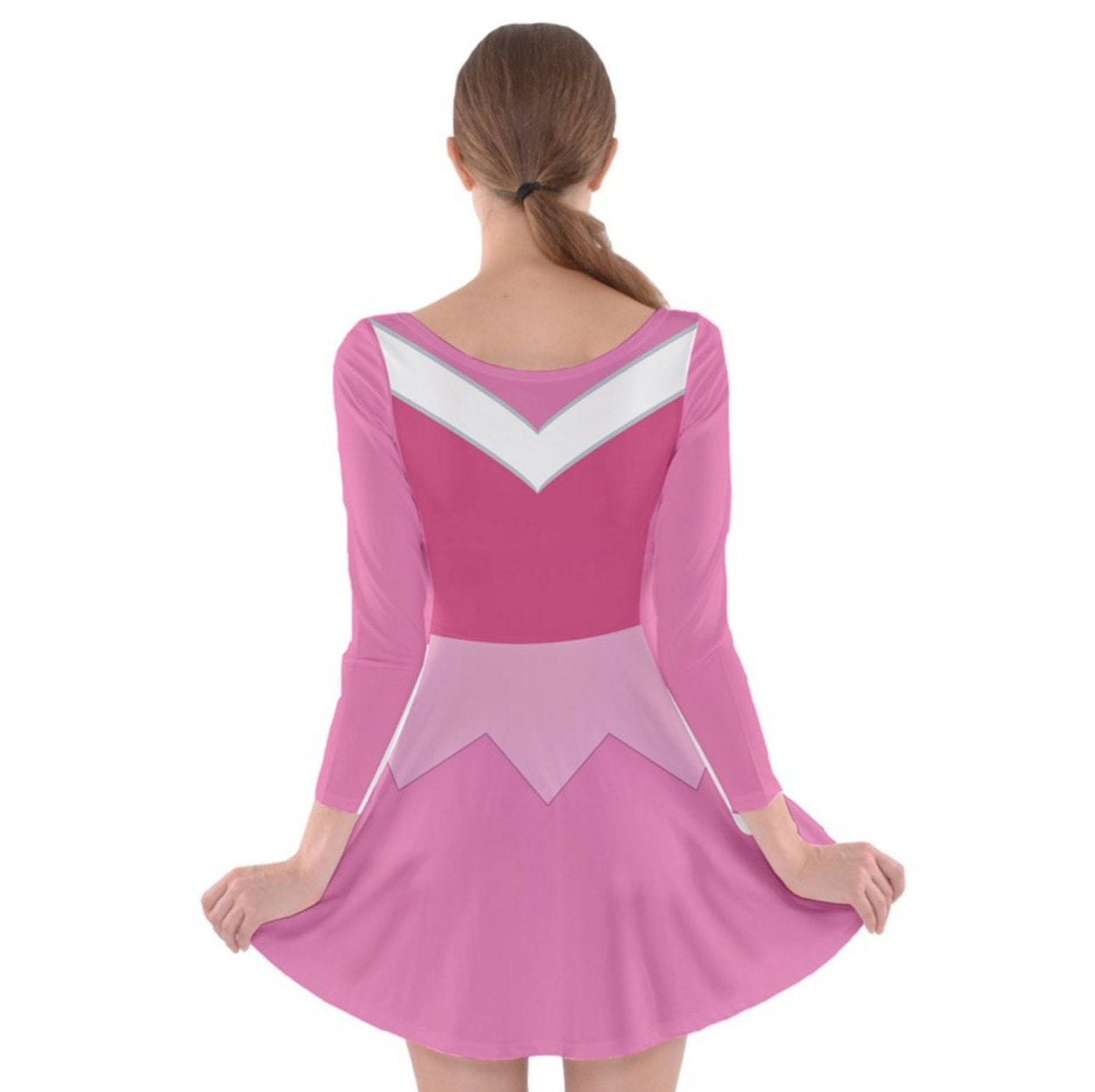 Pink Aurora Sleeping Beauty Inspired Long Sleeve Skater Dress