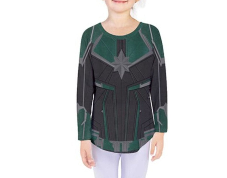 Kid's Captain Marvel Starforce Inspired Long Sleeve Shirt