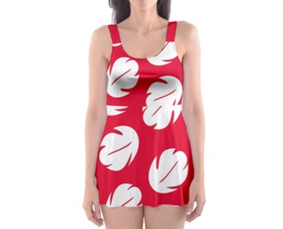 Lilo Lilo and Stitch Inspired One Piece Skater Dress Swimsuit