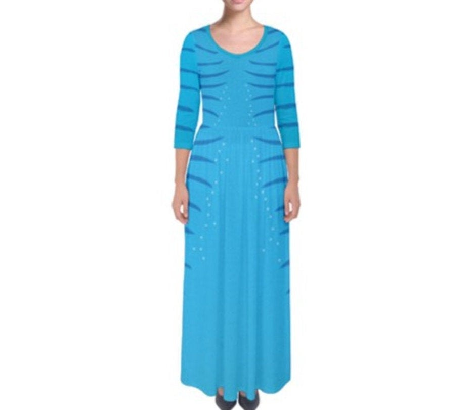 Na&#39;vi Avatar Inspired Quarter Sleeve Maxi Dress