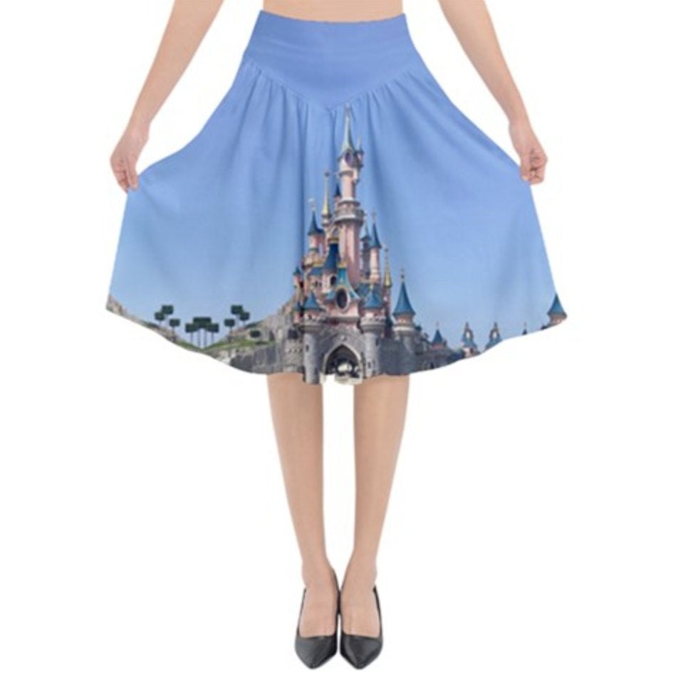 Disneyland Paris Sleeping Beauty Castle Inspired Flared Midi Skirt