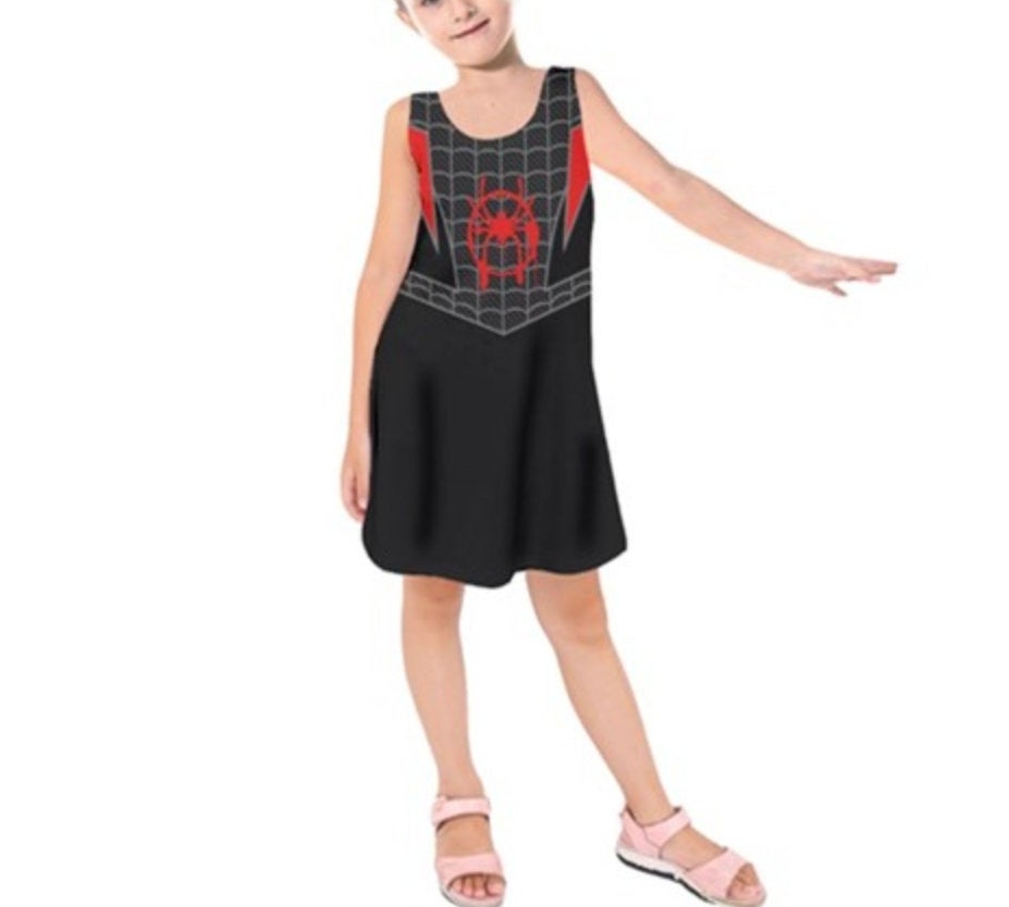 Kid&#39;s Miles Morales Into the Spider-Verse Inspired Sleeveless Dress