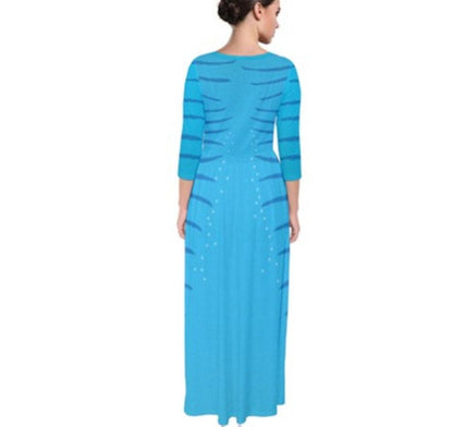 Na&#39;vi Avatar Inspired Quarter Sleeve Maxi Dress