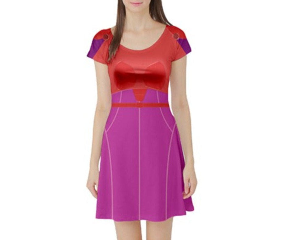 Honey Lemon Big Hero 6 Inspired Short Sleeve Skater Dress
