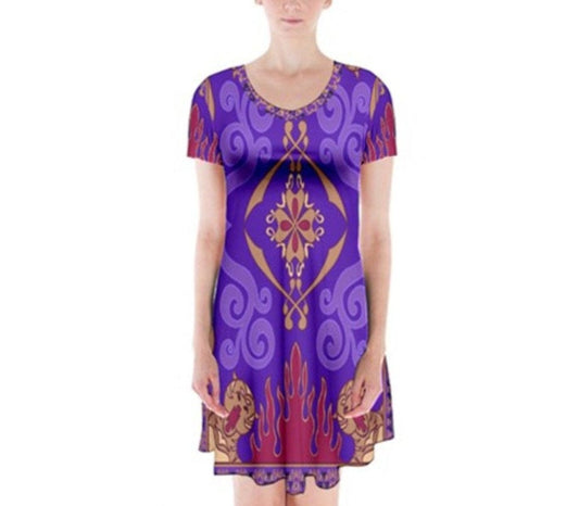 Magic Carpet Aladdin Inspired Short Sleeve Flare Dress