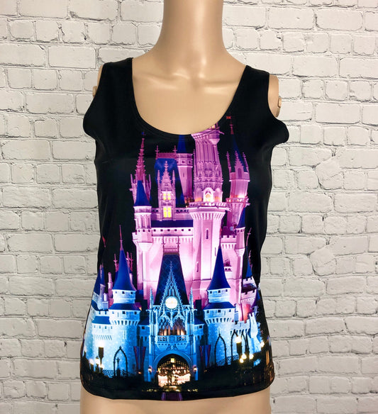 Women&#39;s Nighttime Cinderella Castle Inspired Tank Top