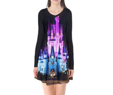 Nighttime Cinderella Castle Inspired Long Sleeve Flare Dress