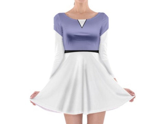 Daisy Duck Inspired Long Sleeve Skater Dress