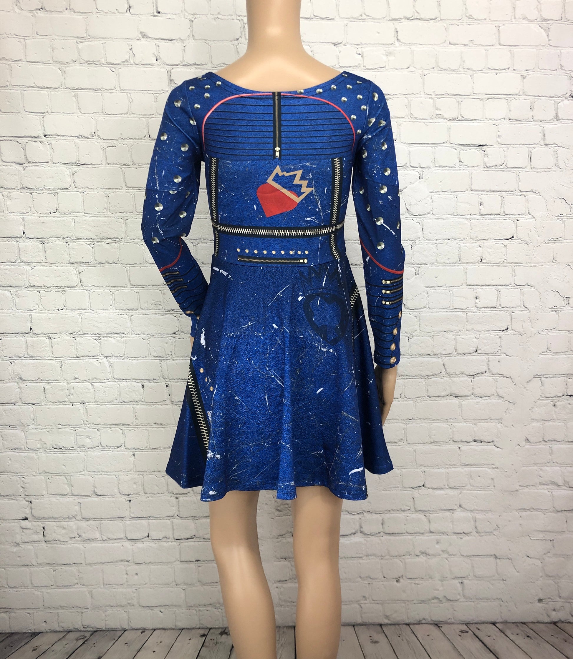 Evie Descendants 2 Inspired Long Sleeve Skater Dress