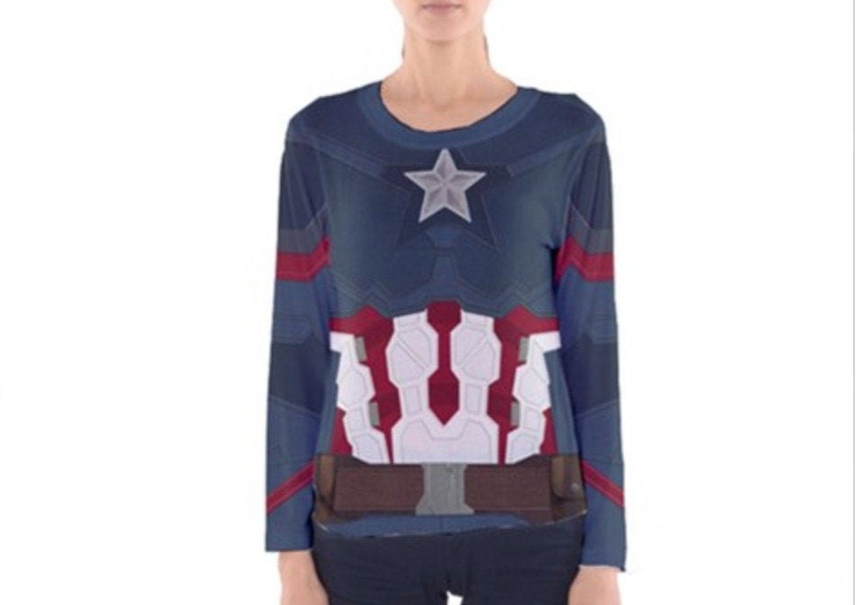 Women's Captain America Inspired Long Sleeve Shirt