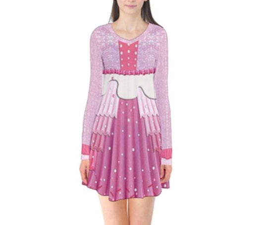 Princess Vanellope Wreck-It Ralph Inspired Long Sleeve Flare Dress