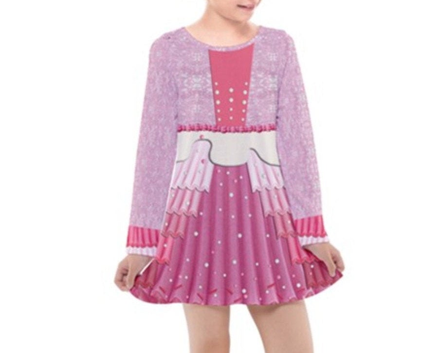 Kid's Princess Vanellope Wreck-It Ralph Inspired Long Sleeve Dress