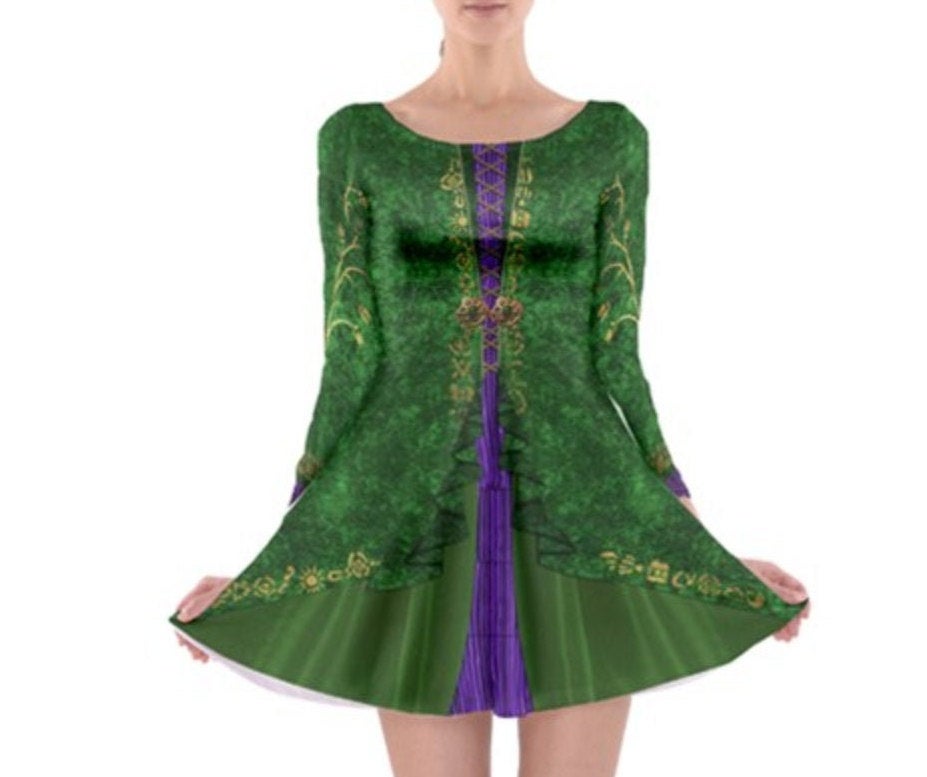 Winifred Sanderson Hocus Pocus Inspired Long Sleeve Skater Dress
