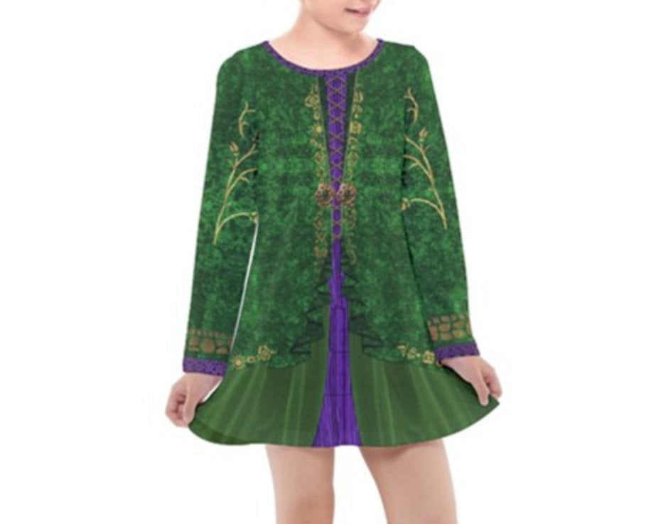 Kid's Winifred Sanderson Hocus Pocus Inspired Long Sleeve Dress