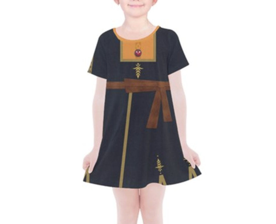 Kid's Anna Frozen 2 Inspired Short Sleeve Dress