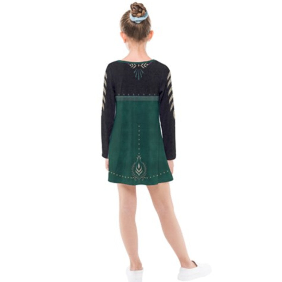 Kid&#39;s Queen Anna Frozen 2 Inspired Long Sleeve Dress