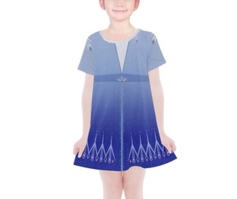 Kid's Elsa Frozen 2 Inspired Short Sleeve Dress