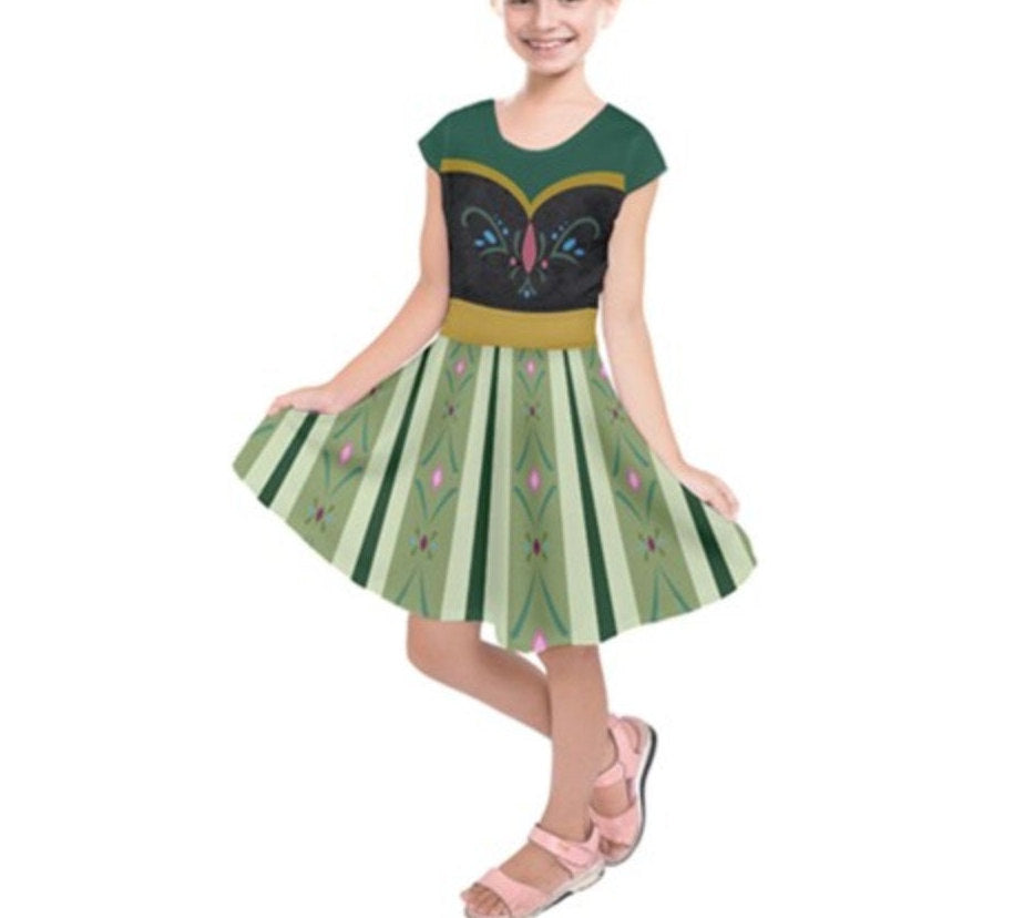 Kid&#39;s Anna Coronation Frozen Inspired Short Sleeve Dress