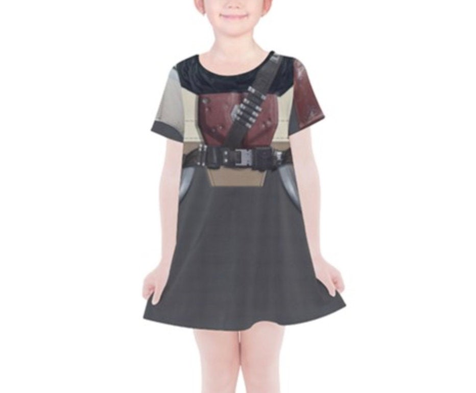 Kid's Bounty Hunter Star Wars Inspired Short Sleeve Dress
