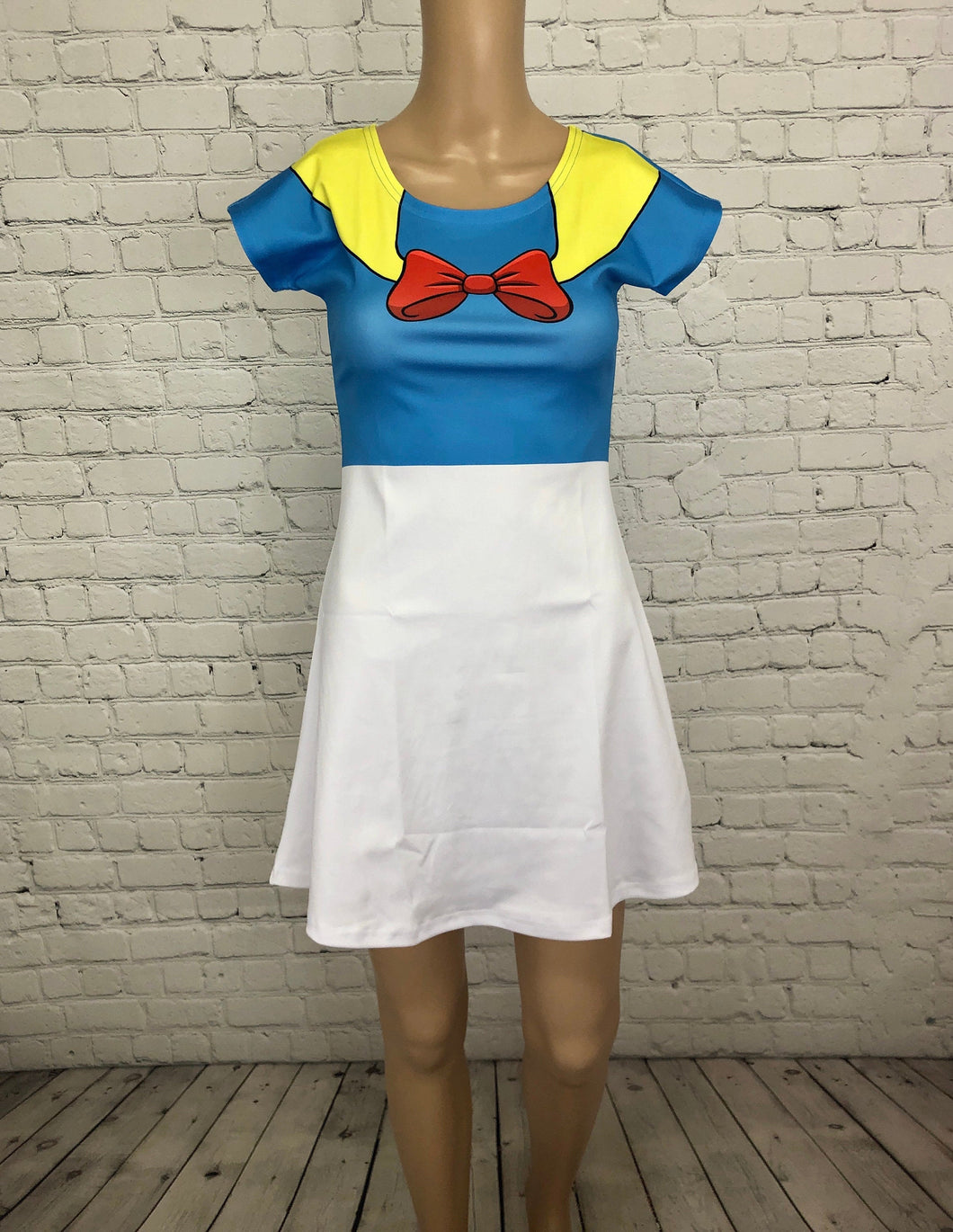 Donald Duck Inspired Short Sleeve Skater Dress