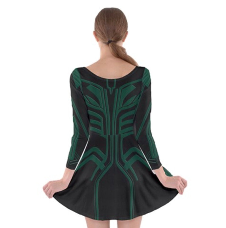 Hela Thor Ragnarok Inspired Long Sleeve Skater Dress