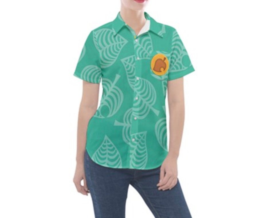 Women&#39;s Tommy and Timmy Nook Animal Crossing New Horizons Inspired Button Down Pocket Shirt