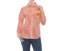 Women&#39;s Isabelle Animal Crossing New Horizons Inspired Long Sleeve Button Down Pocket Shirt