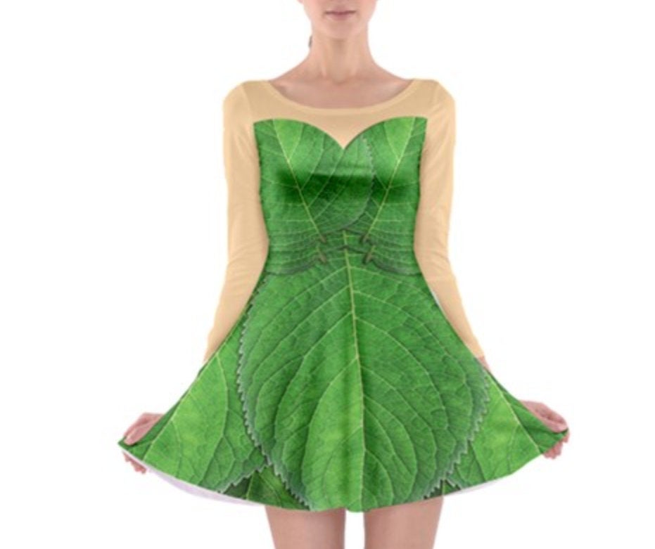 Tinker Bell Inspired Long Sleeve Skater Dress