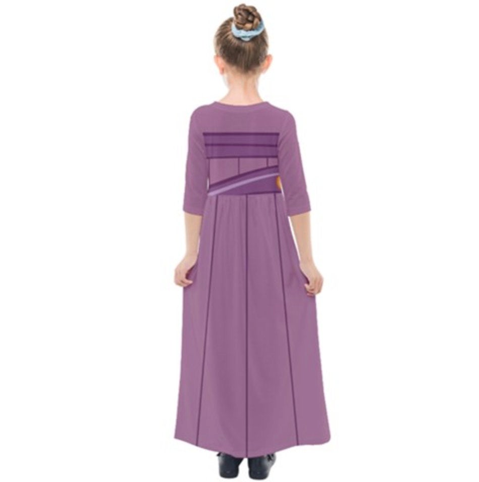 Kid&#39;s Megara Hercules Inspired Quarter Sleeve Maxi Dress