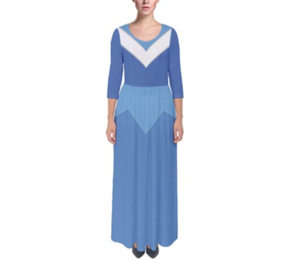 Blue Aurora Sleeping Beauty Inspired Quarter Sleeve Maxi Dress
