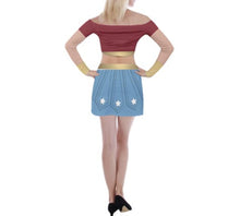 Wonder Woman Inspired Off Shoulder Top and Mini Skirt Set