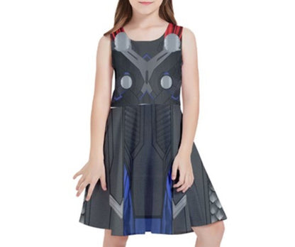 Kid&#39;s Thor The Avengers Inspired Sleeveless Skater Dress