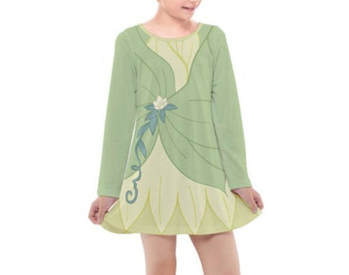 Tiana Princess and the Frog Inspired Long Sleeve Dress