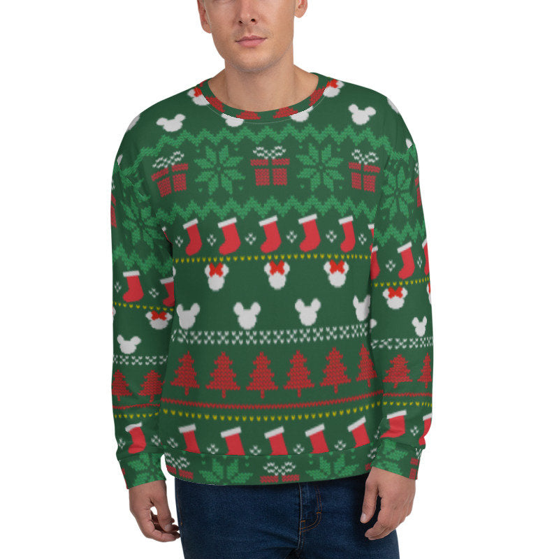 Men&#39;s Christmas Mickey and Minnie Inspired Crewneck Sweatshirt