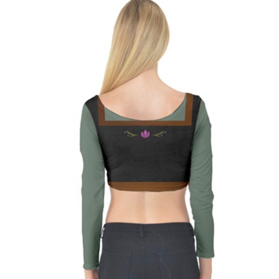 Young Anna Frozen Inspired Long Sleeve Crop Top