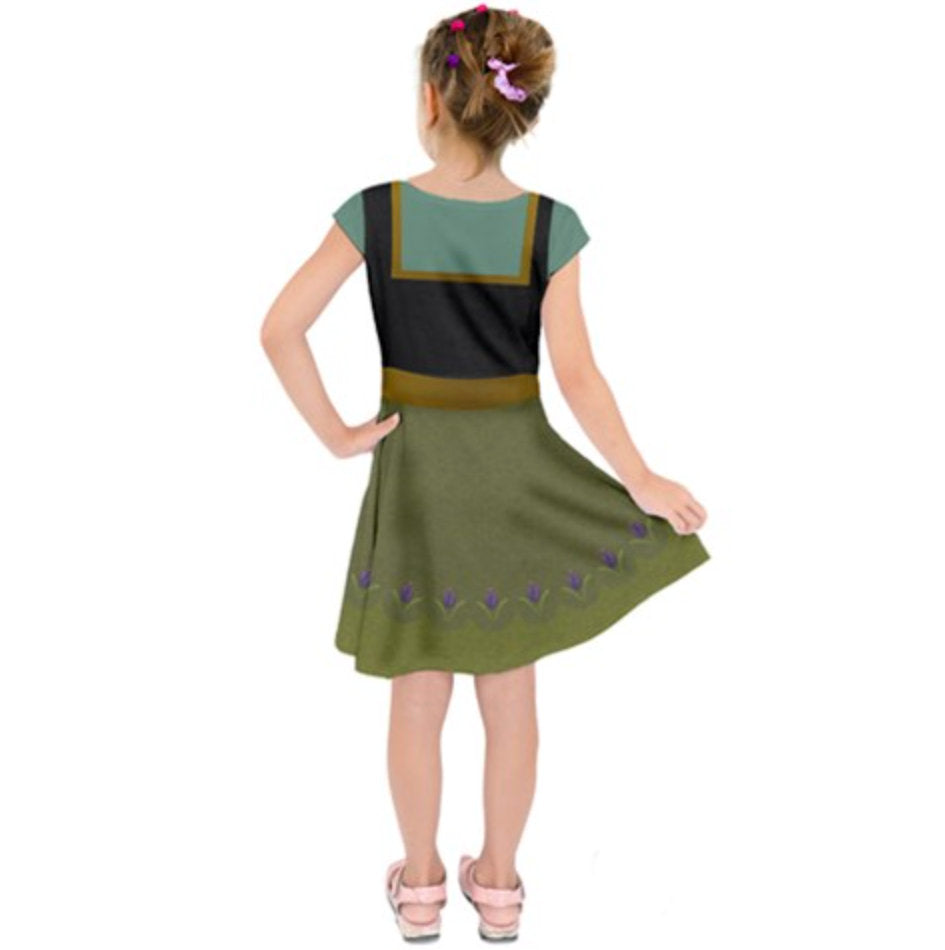 Kid&#39;s Young Anna Frozen Inspired Short Sleeve Dress