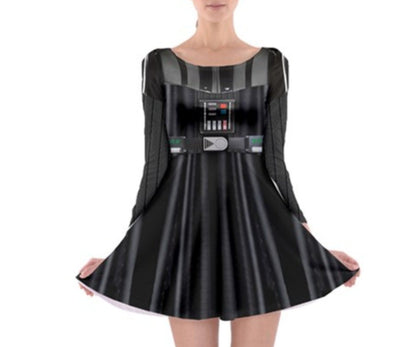 Darth Vader Star Wars Inspired Long Sleeve Skater Dress