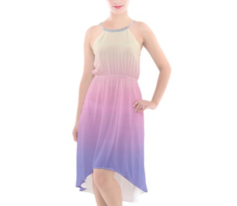 Padme Amidala Star Wars Inspired High-Low Chiffon Halter Dress