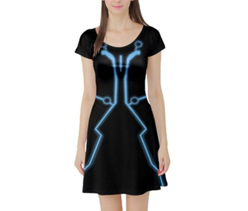 Tron Legacy Inspired Short Sleeve Skater Dress