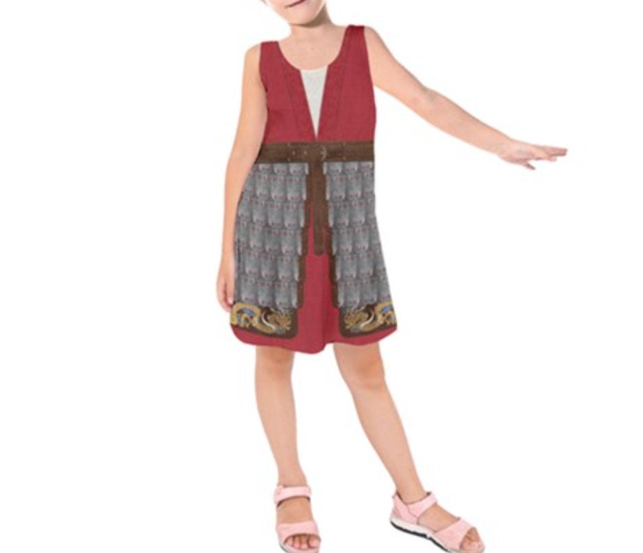 Kid&#39;s Mulan Live Action Inspired Sleeveless Dress