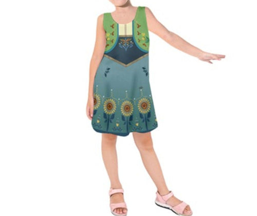 Kid's Anna Frozen Fever Inspired Sleeveless Dress